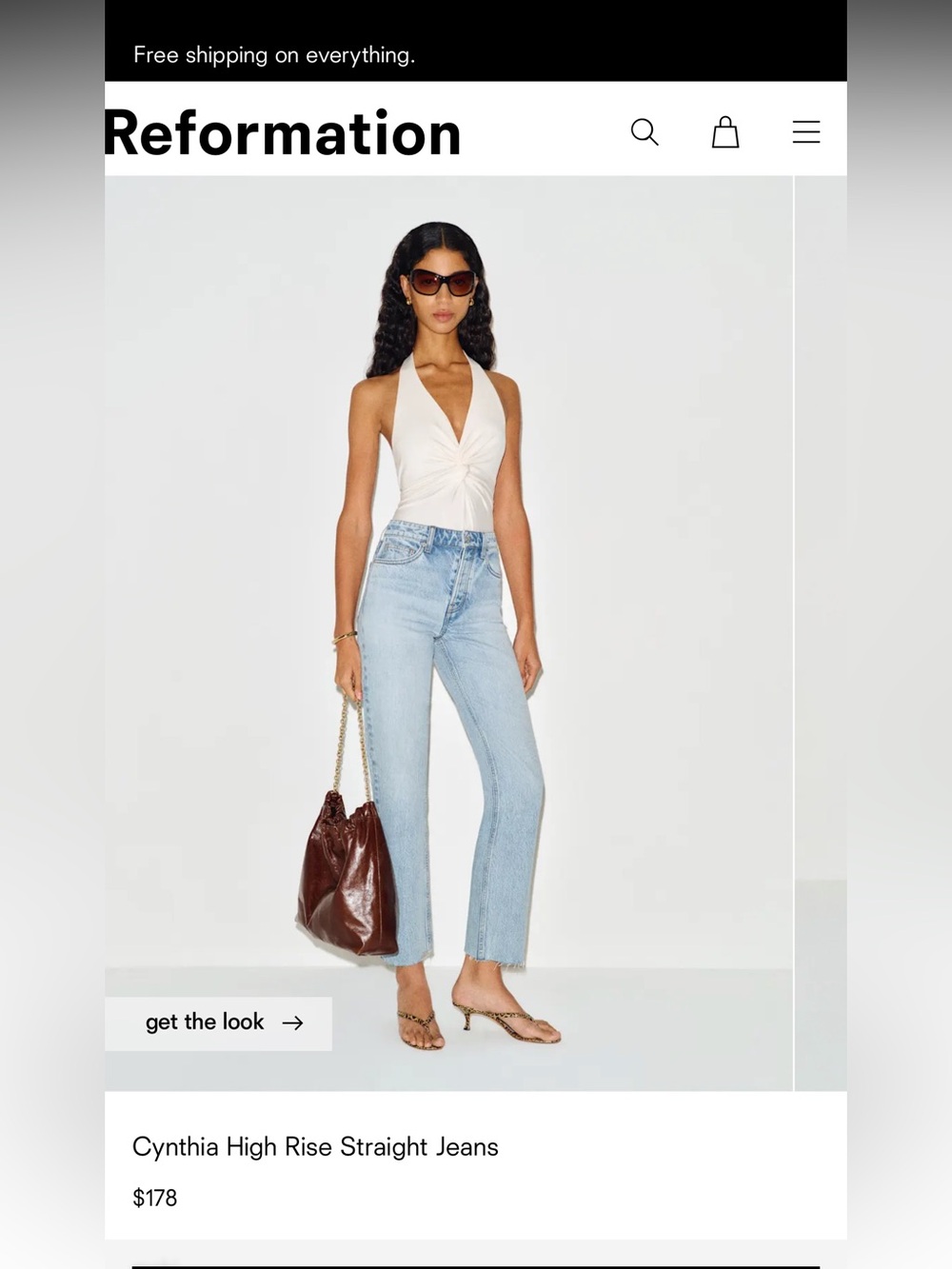 Reformation Cynthia high rise straight jeans